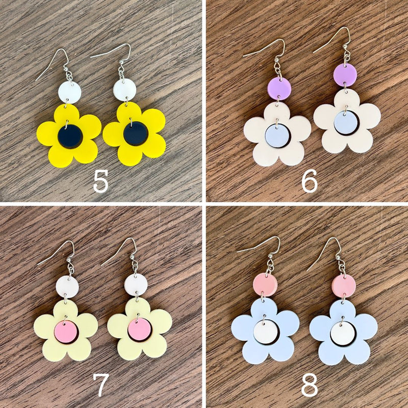 Drop Flower Earrings Multiple Color Options