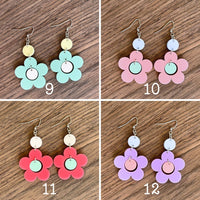 Drop Flower Earrings Multiple Color Options