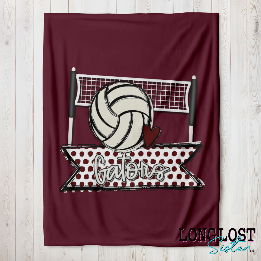 Volleyball Team Spirit Maroon Custom Blanket | Long Lost Sister Boutique