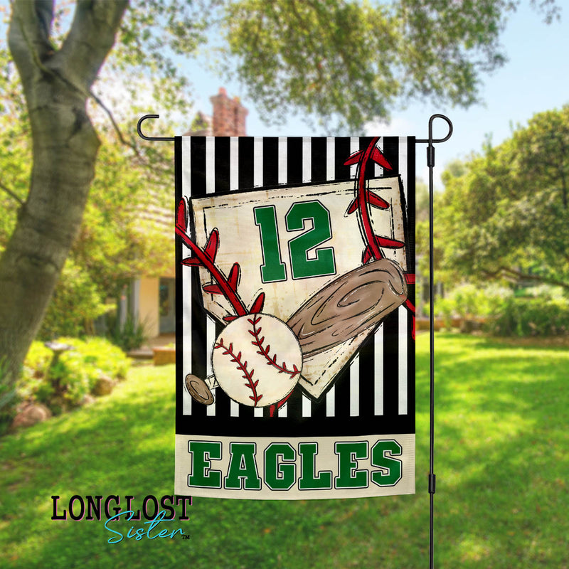 Baseball Personalized Team Name Number & Color Garden Flag | Long Lost Sister Boutique