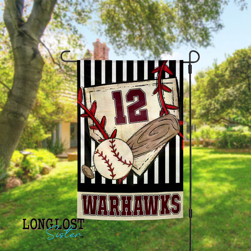 Baseball Personalized Team Name Number & Color Garden Flag | Long Lost Sister Boutique