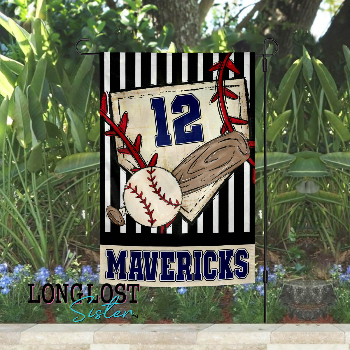 Baseball Personalized Team Name Number & Color Garden Flag | Long Lost Sister Boutique