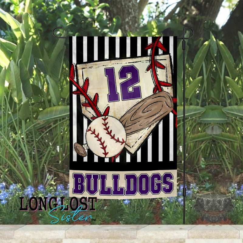 Baseball Personalized Team Name Number & Color Garden Flag | Long Lost Sister Boutique