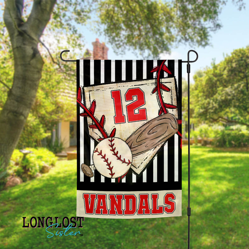 Baseball Personalized Team Name Number & Color Garden Flag | Long Lost Sister Boutique