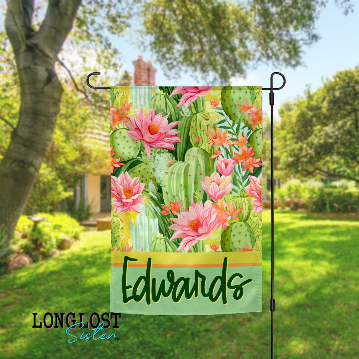 Cactus Flowers Personalized Garden Flag | Long Lost Sister Boutique