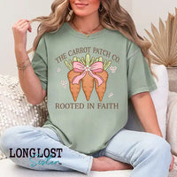 The Carrot Patch Co Rooted In Faith Easter Graphic T-shirt | Long Lost Sister Boutique