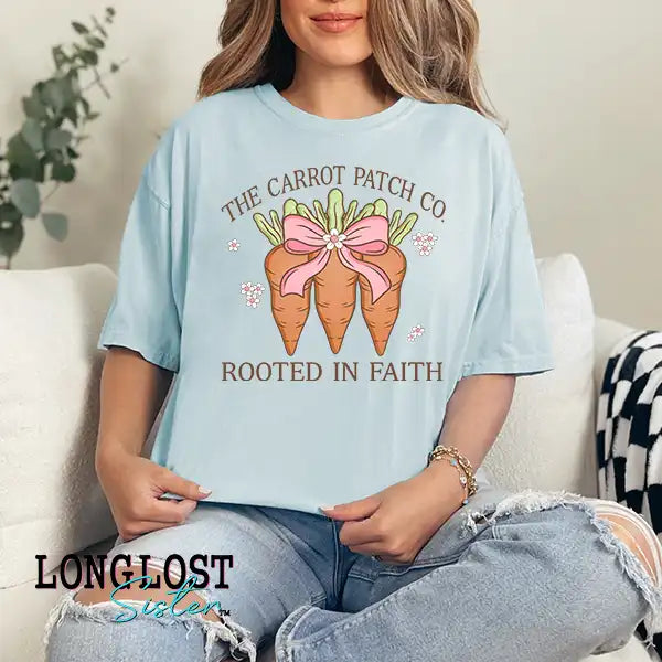 The Carrot Patch Co Rooted In Faith Easter Graphic T-shirt | Long Lost Sister Boutique