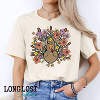 Floral Turkey Fall Graphic Tee | Long Lost Sister Boutique