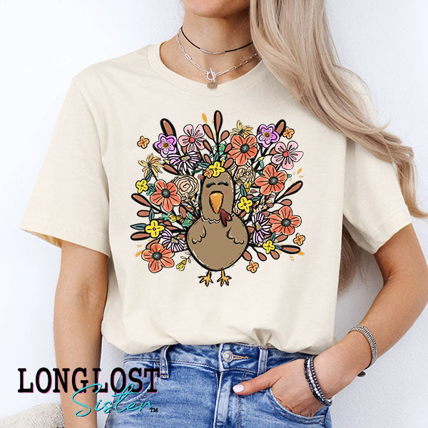 Floral Turkey Fall Graphic Tee | Long Lost Sister Boutique