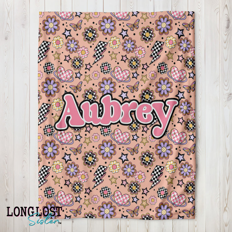 Personalized Funky Flowers Blanket | Long Lost Sister Boutique