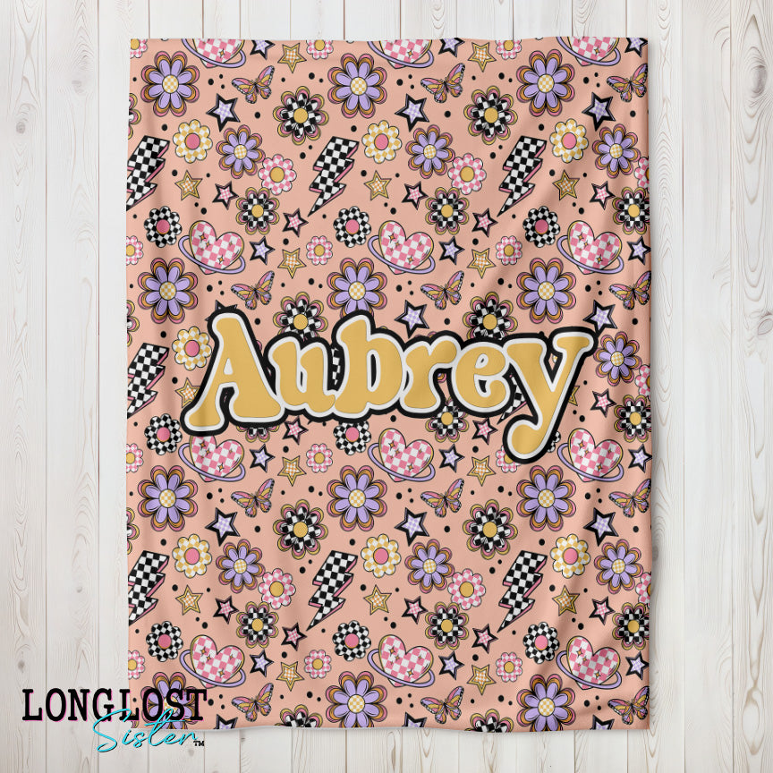 Personalized Funky Flowers Blanket | Long Lost Sister Boutique