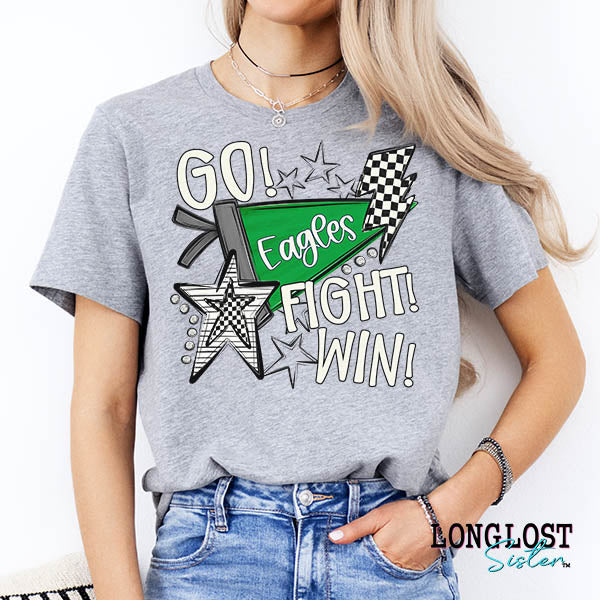 Go Fight Win Pennant Checker Custom Mascot Graphic Tee | Long Lost Sister Boutique