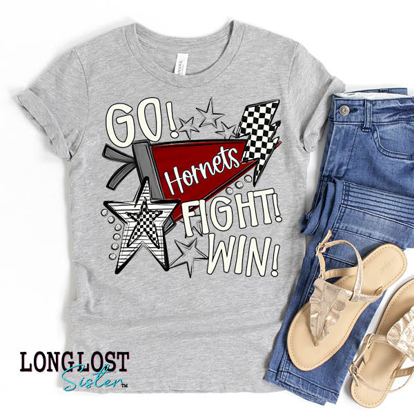 Go Fight Win Pennant Checker Custom Mascot Kids T-shirt | Long Lost Sister Boutique