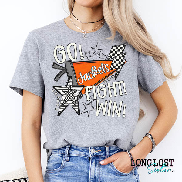 Go Fight Win Pennant Checker Custom Mascot Graphic Tee | Long Lost Sister Boutique