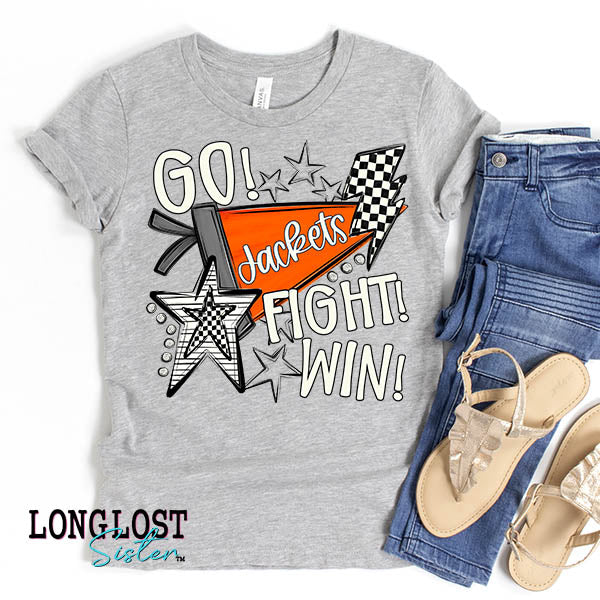 Go Fight Win Pennant Checker Custom Mascot Kids T-shirt | Long Lost Sister Boutique