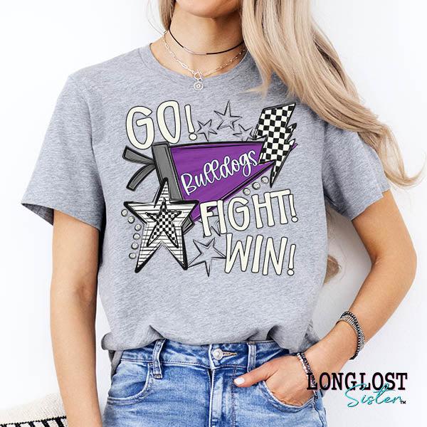 Go Fight Win Pennant Checker Custom Mascot Graphic Tee | Long Lost Sister Boutique