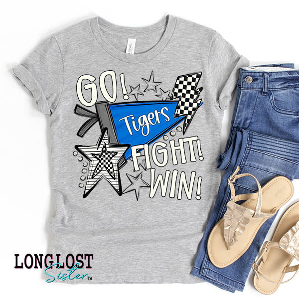 Go Fight Win Pennant Checker Custom Mascot Kids T-shirt | Long Lost Sister Boutique