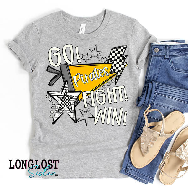 Go Fight Win Pennant Checker Custom Mascot Kids T-shirt | Long Lost Sister Boutique