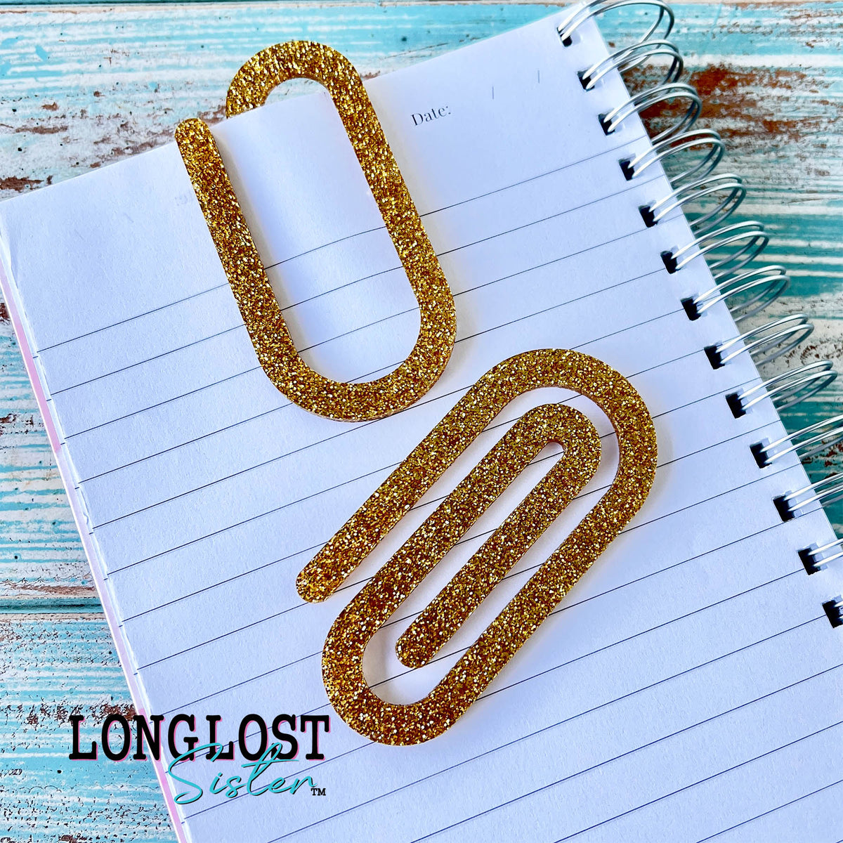 Gold Glitter Jumbo Paper Clips Set | Long Lost Sister Boutique