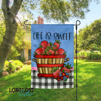 Life is Sweet Strawberries Garden Flag | Long Lost Sister Boutique