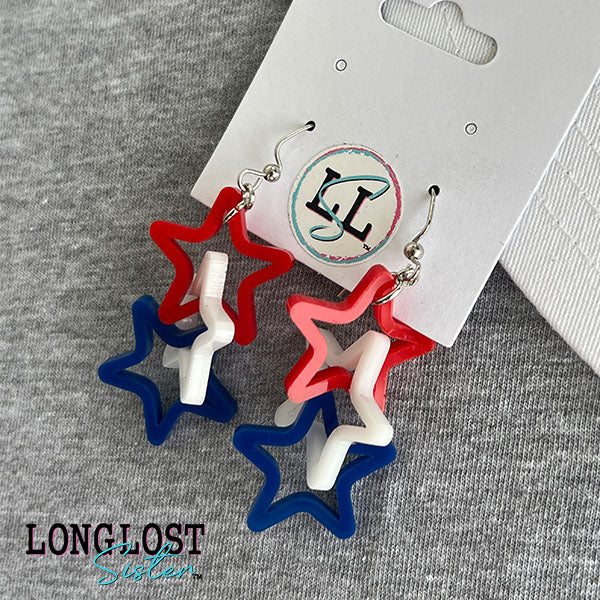 Red White Blue Star Earrings