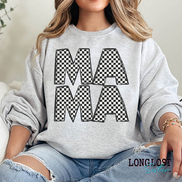 Mama Checker Ash Grey Sweatshirt | Long Lost Sister Boutique