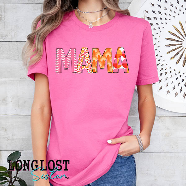 Custom Mama Family Name Orange Pop Graphic Tee | Long Lost Sister Boutique