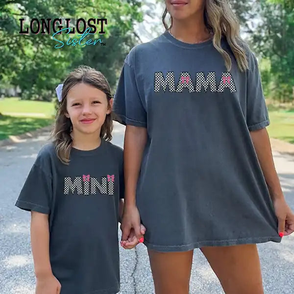 Mama and Mini Checker with Bow, Disco, or Star Graphic Tees | Long Lost Sister Boutique