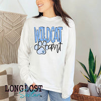 Custom Team Mascot Spirit with Paw Print on White Long Sleeve T-shirt