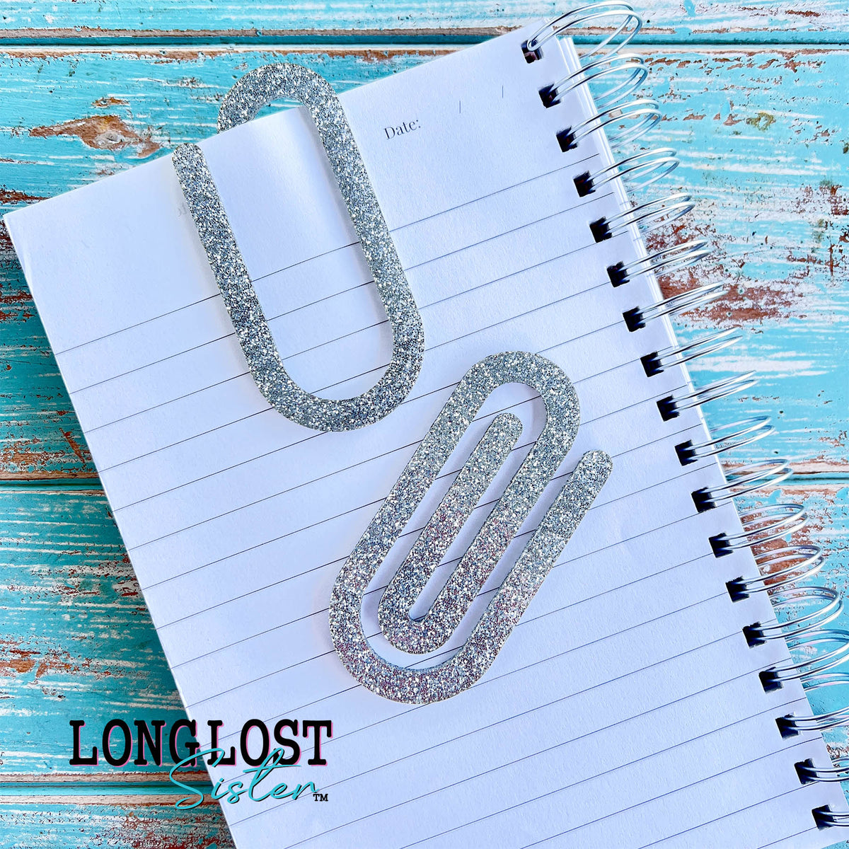 Silver Glitter Jumbo Paper Clips Set | Long Lost Sister Boutique