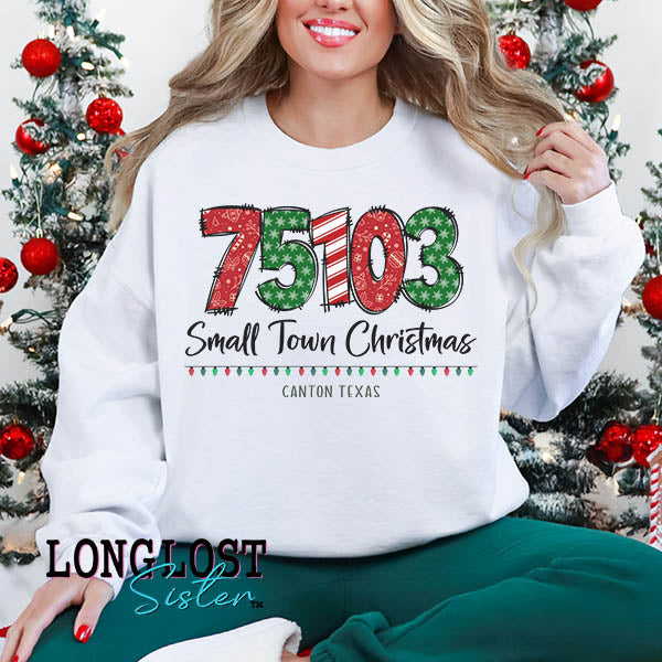 Personalized Zip Code Small Town Christmas Sweatshirt | Long Lost Sister Boutique