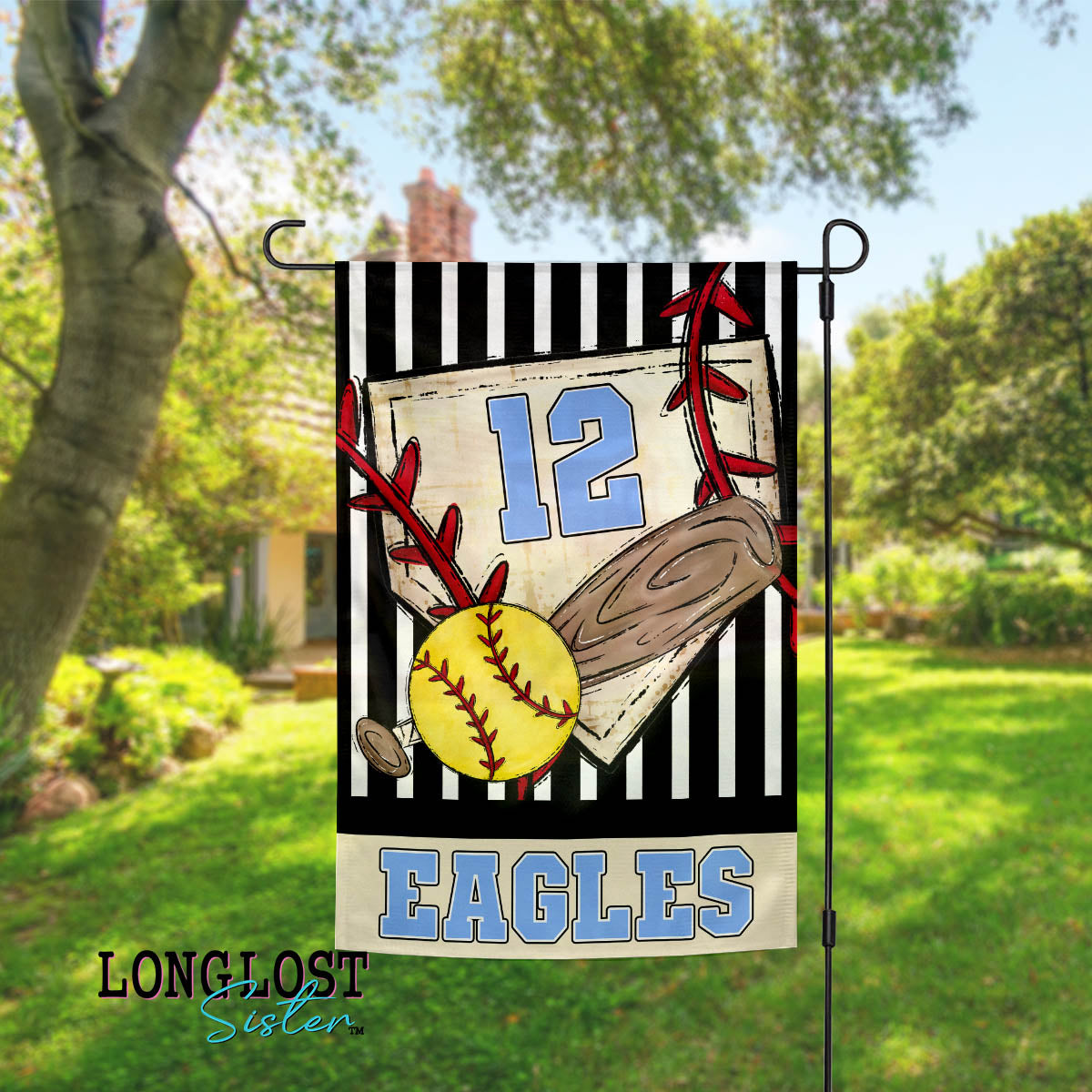 Softball Personalized Team Name Number & Color Garden Flag | Long Lost Sister Boutique