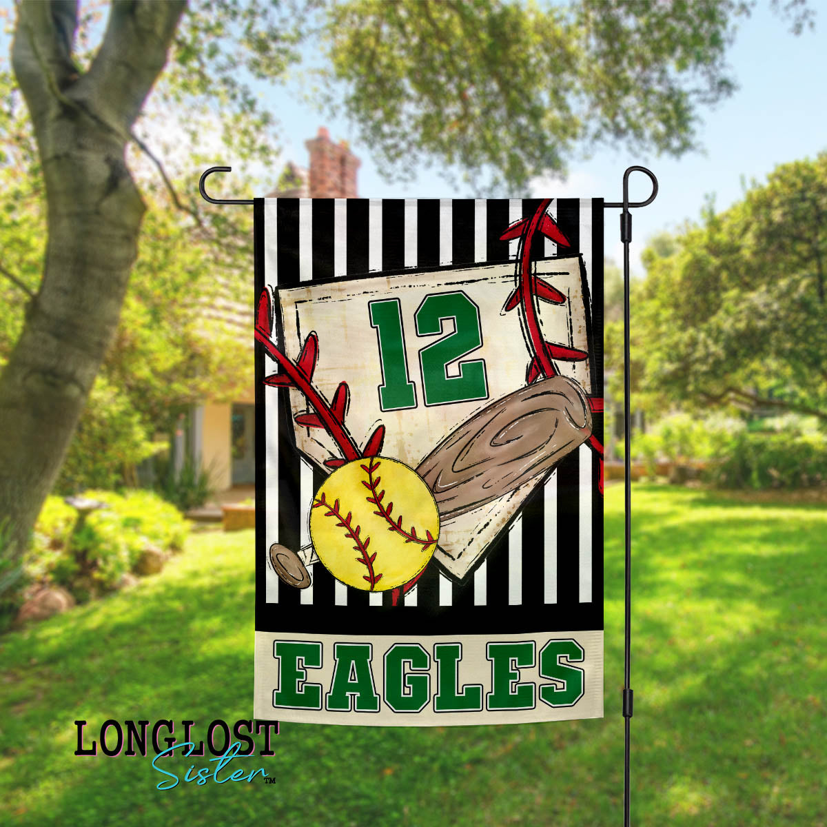 Softball Personalized Team Name Number & Color Garden Flag | Long Lost Sister Boutique