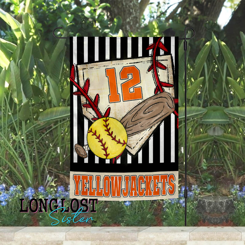 Softball Personalized Team Name Number & Color Garden Flag | Long Lost Sister Boutique