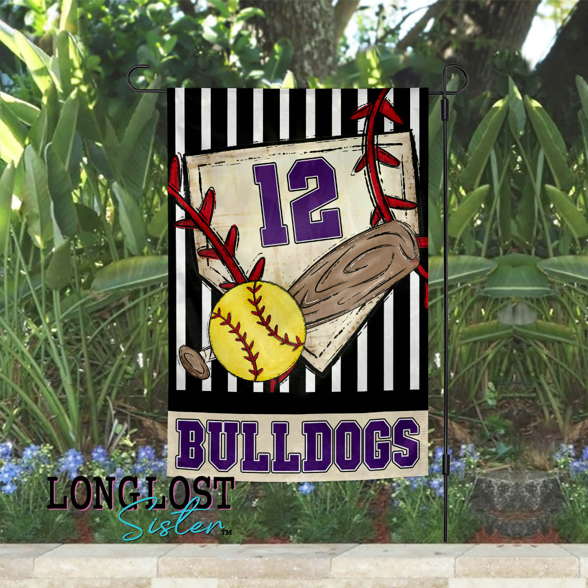 Softball Personalized Team Name Number & Color Garden Flag | Long Lost Sister Boutique