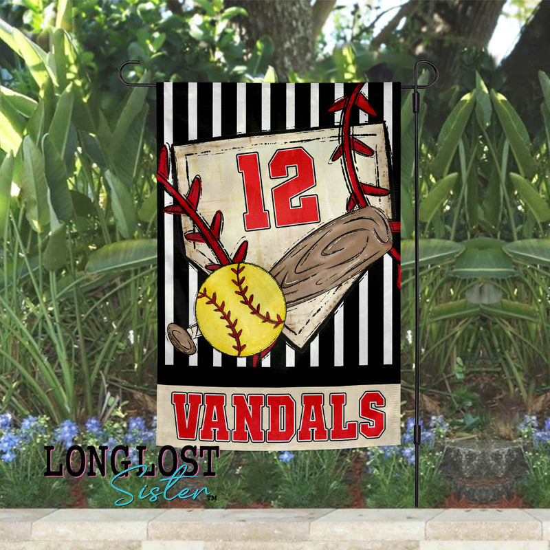 Softball Personalized Team Name Number & Color Garden Flag | Long Lost Sister Boutique