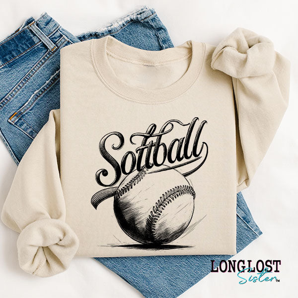 Softball Sketch Sand Sweatshirt | Long Lost Sister Boutique