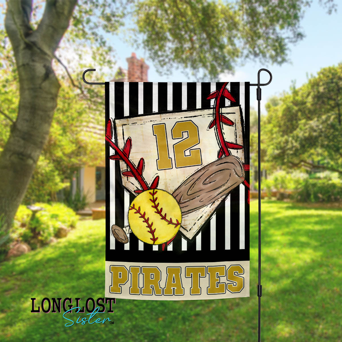 Softball Personalized Team Name Number & Color Garden Flag | Long Lost Sister Boutique