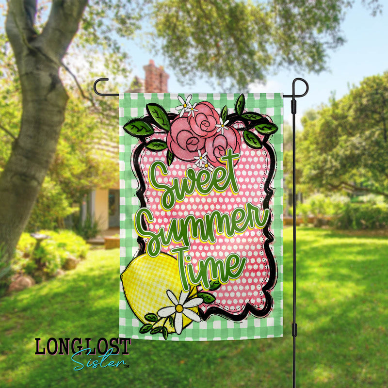 Sweet Summer Time Lemon and Flowers Garden Flag