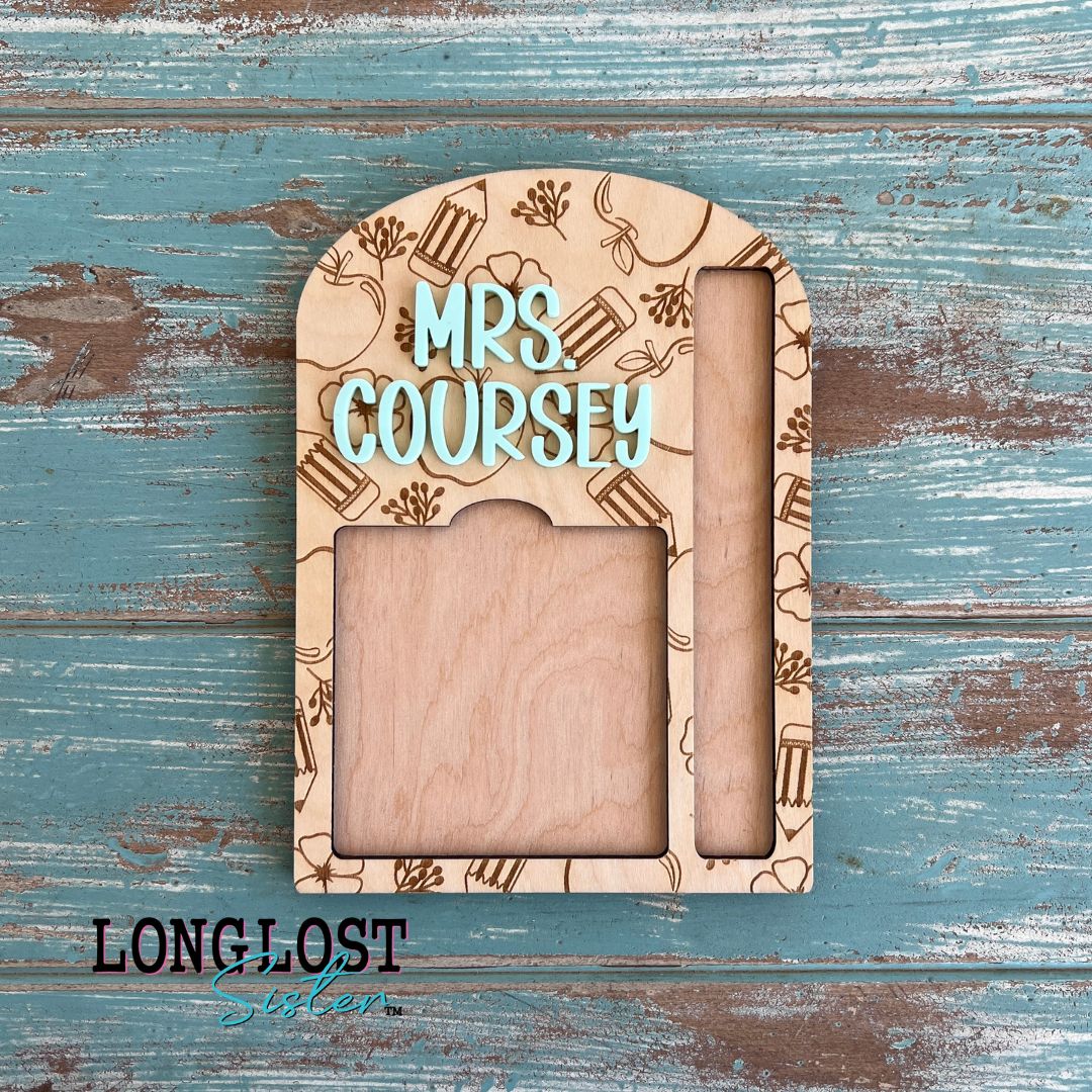 Teacher Personalized Sticky Note & Pen Holder | Long Lost Sister Boutique