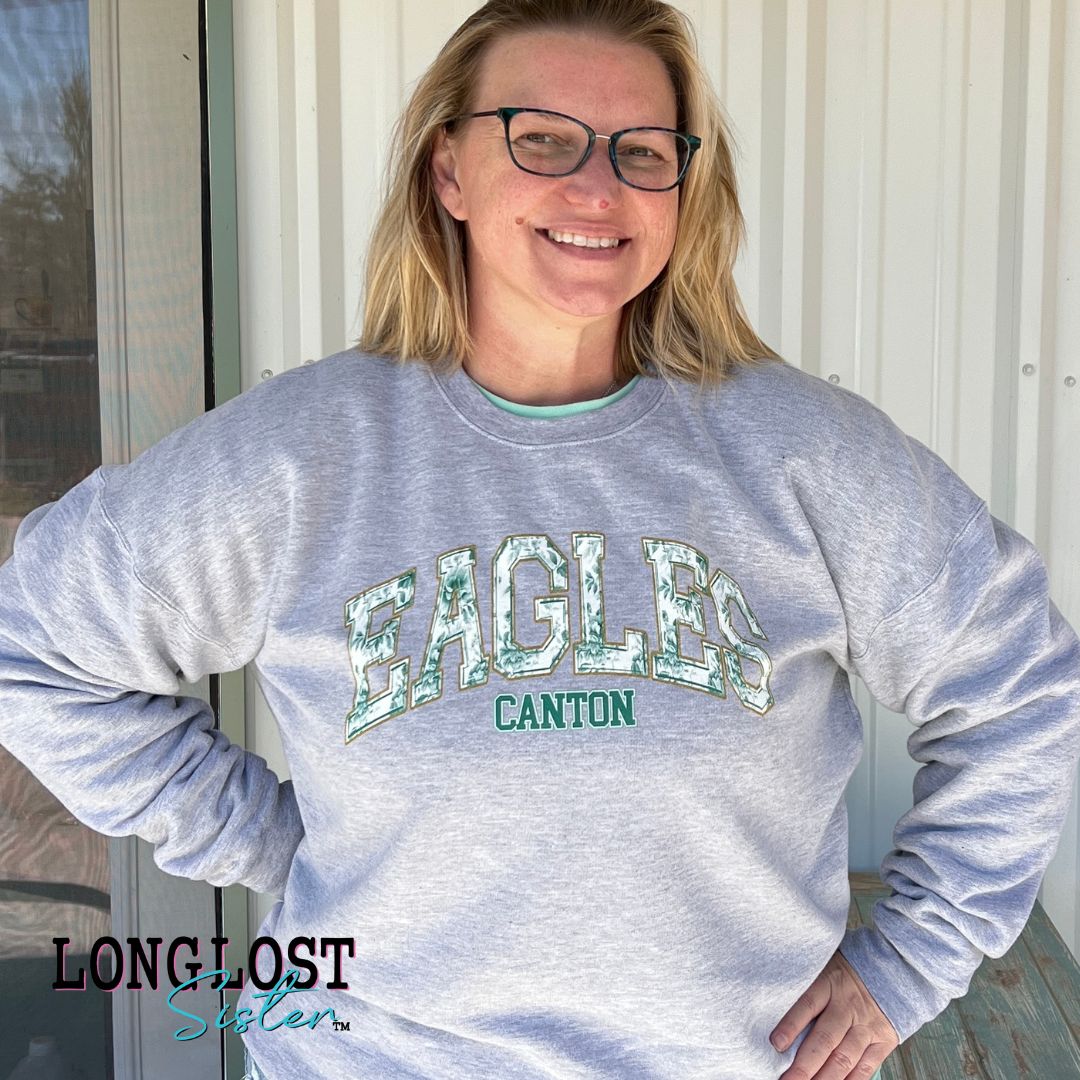 Canton Eagles Toile Green Sweatshirt | Long Lost Sister Boutique