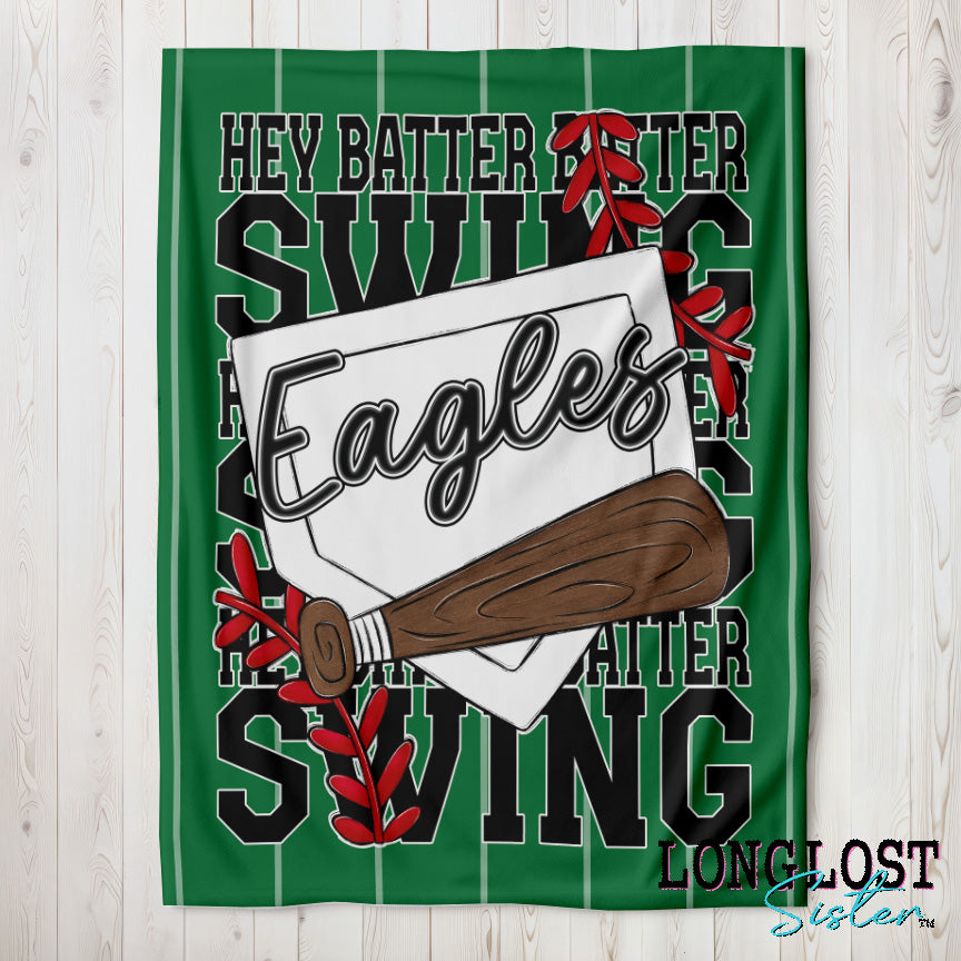 Baseball Softball Hey Batter Batter Green Custom Blanket | Long Lost Sister Boutique