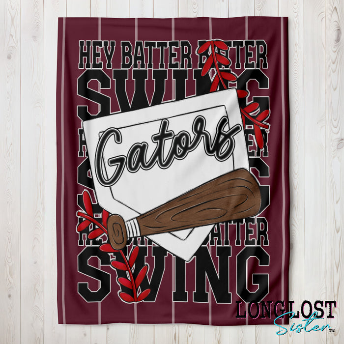 Baseball Softball Hey Batter Batter Maroon Custom Blanket | Long Lost Sister Boutique
