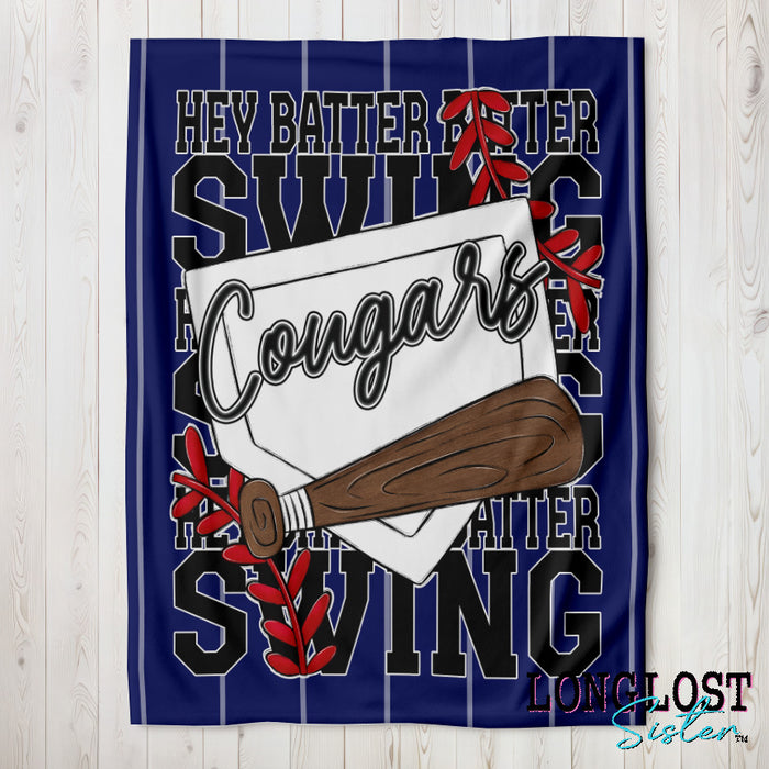 Baseball Softball Hey Batter Batter Navy Custom Blanket | Long Lost Sister Boutique