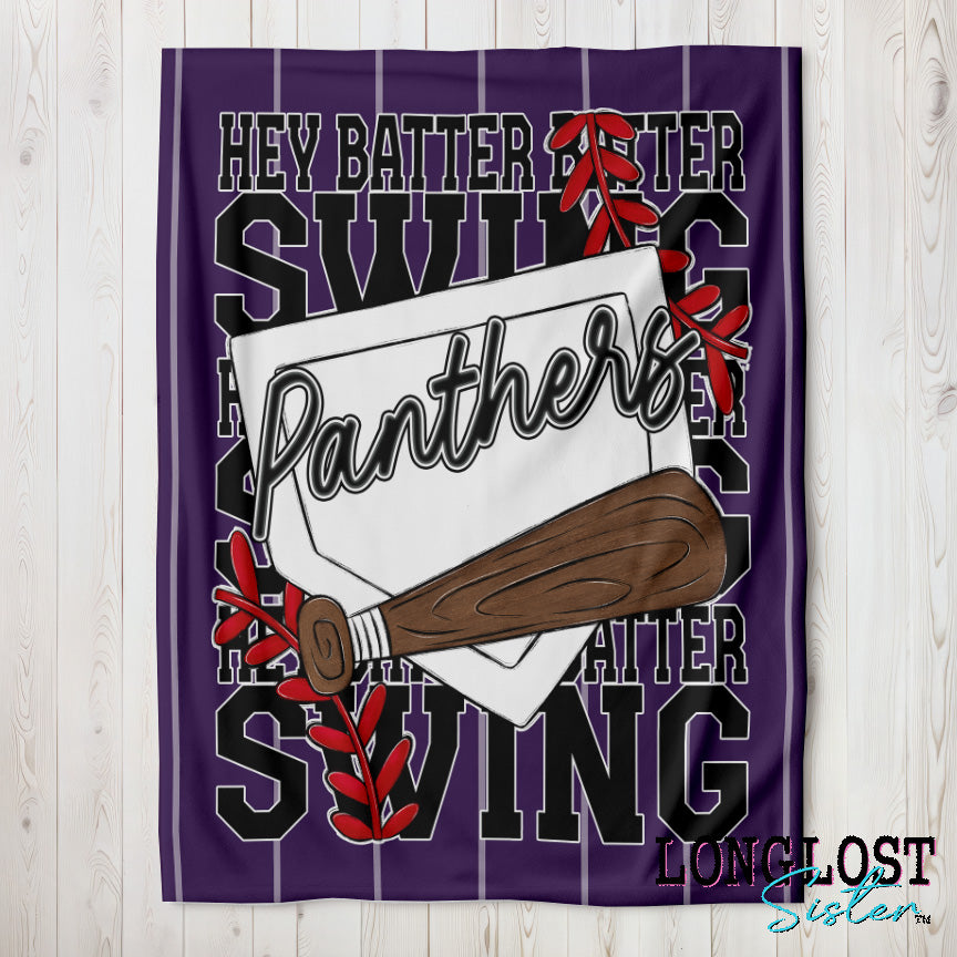 Baseball Softball Hey Batter Batter Purple Custom Blanket | Long Lost Sister Boutique