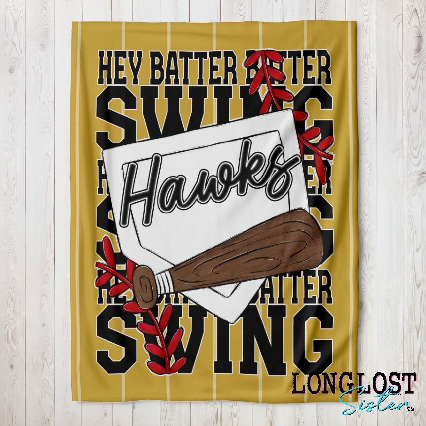 Baseball Softball Hey Batter Batter Vegas Gold Custom Blanket | Long Lost Sister Boutique
