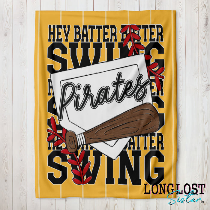 Baseball Softball Hey Batter Batter Yellow Custom Blanket | Long Lost Sister Boutique