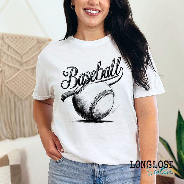 Baseball Sketch Graphic Tee | Long Lost Sister Boutique