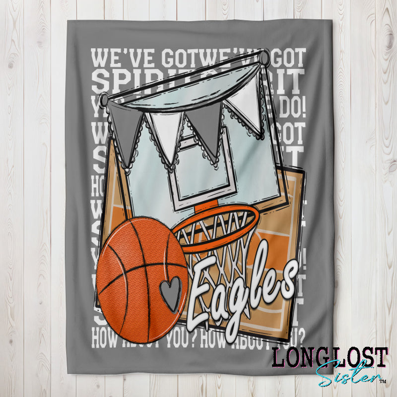 Basketball We've Got Spirit Gray Custom Blanket | Long Lost Sister Boutique