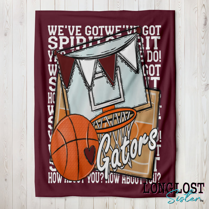 Basketball We've Got Spirit Maroon Custom Blanket | Long Lost Sister Boutique